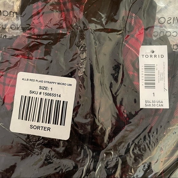 NWT Torrid Unlined Strappy Longline Bralette Red Black Plaid - Picture 5 of 5